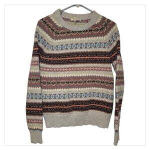 Vintage Fair Isle Wool Sweater Nordic Pattern Grandmacore Cottagecore M